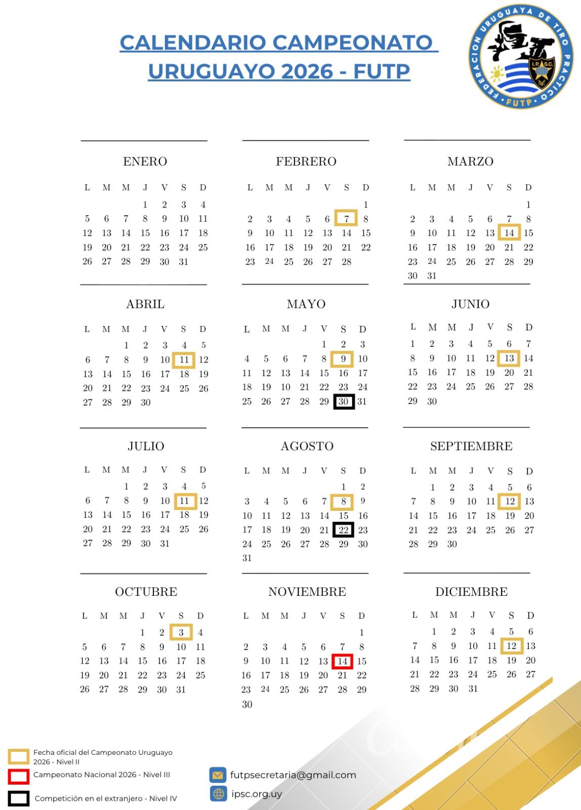 Calendario IPSC 2026